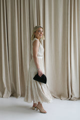 Sleeveless Taupe Pleat Dress