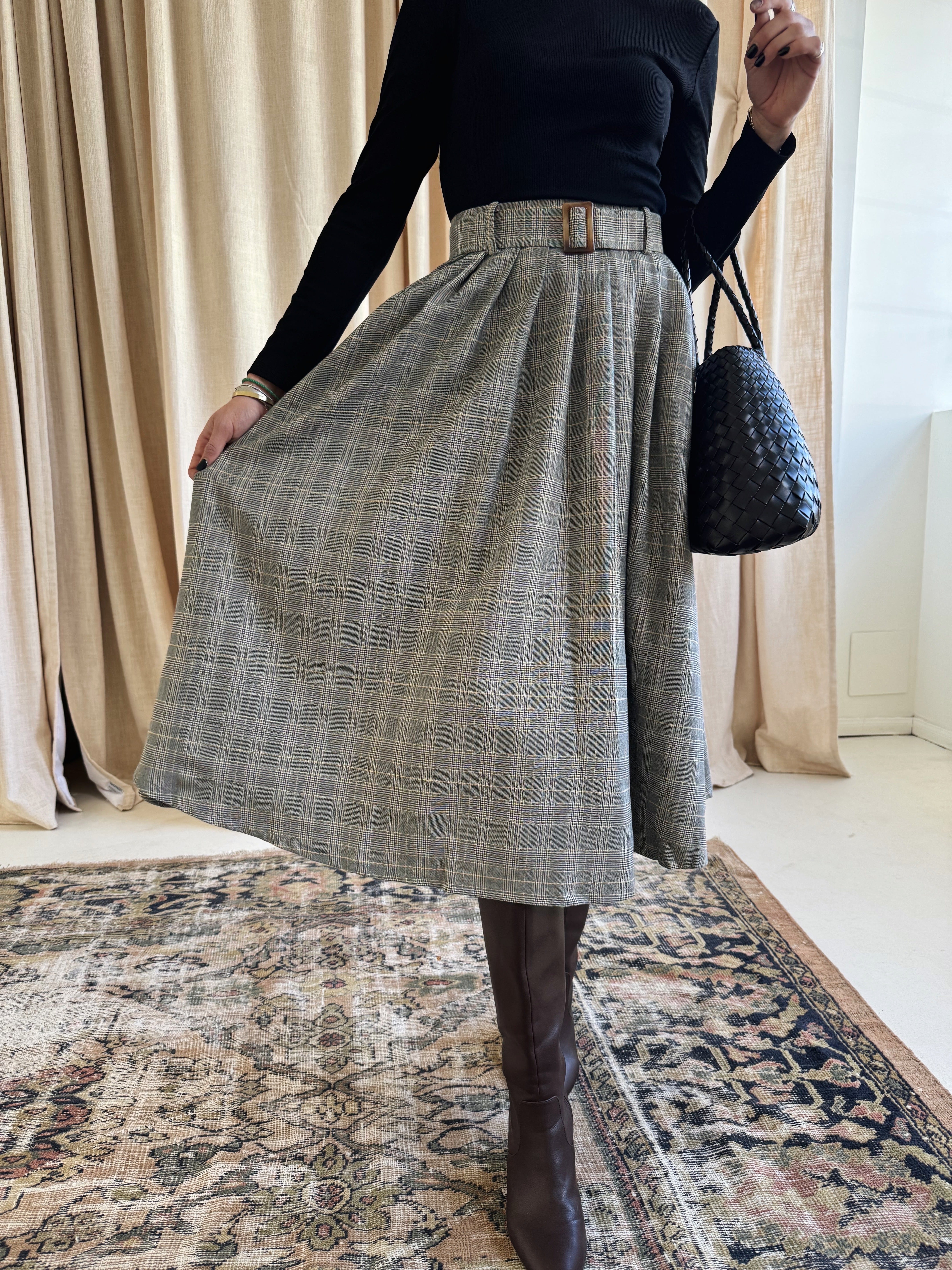 Lanie Plaid Midi Skirt