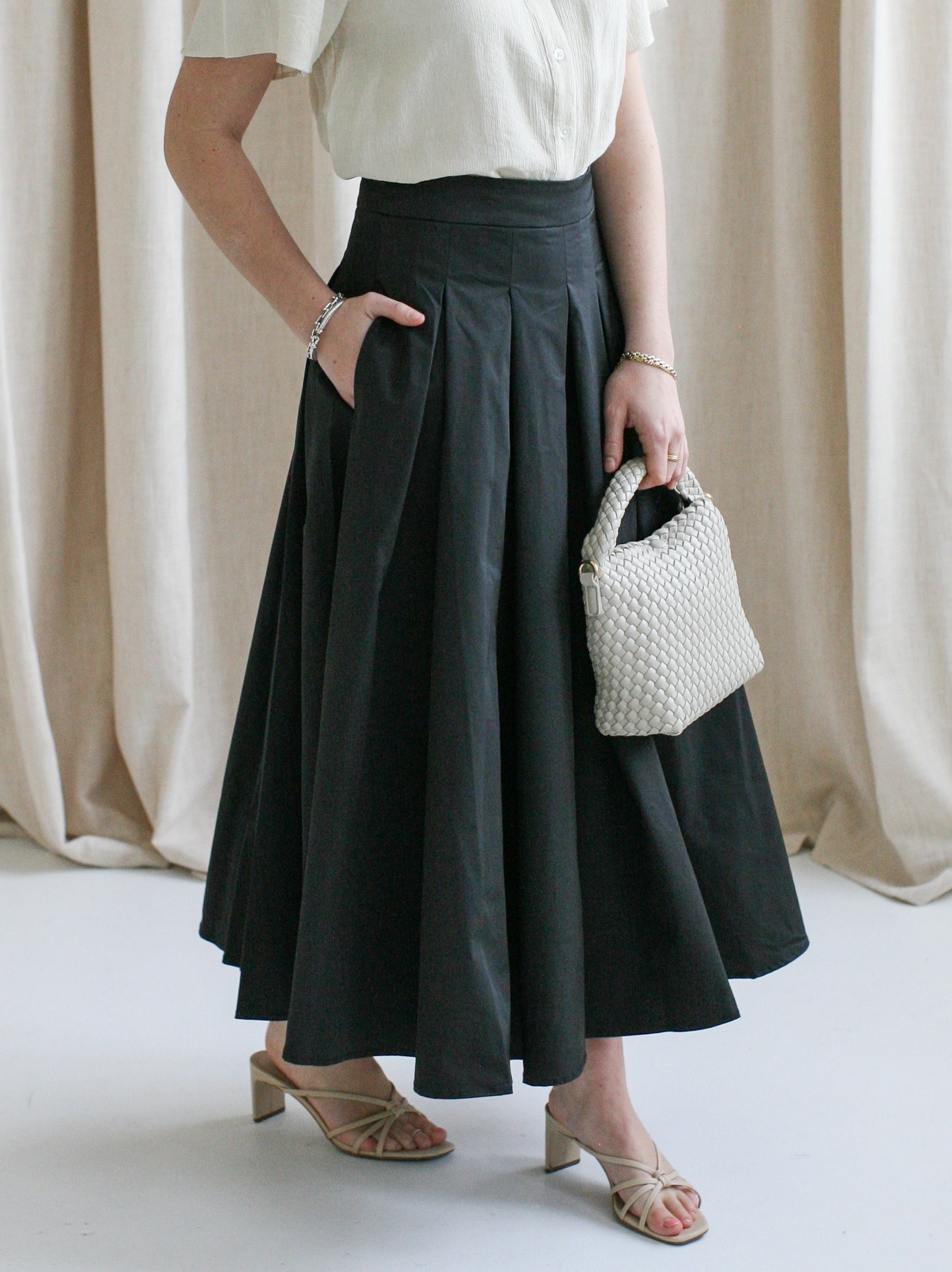 Sienna Black Midi Skirt