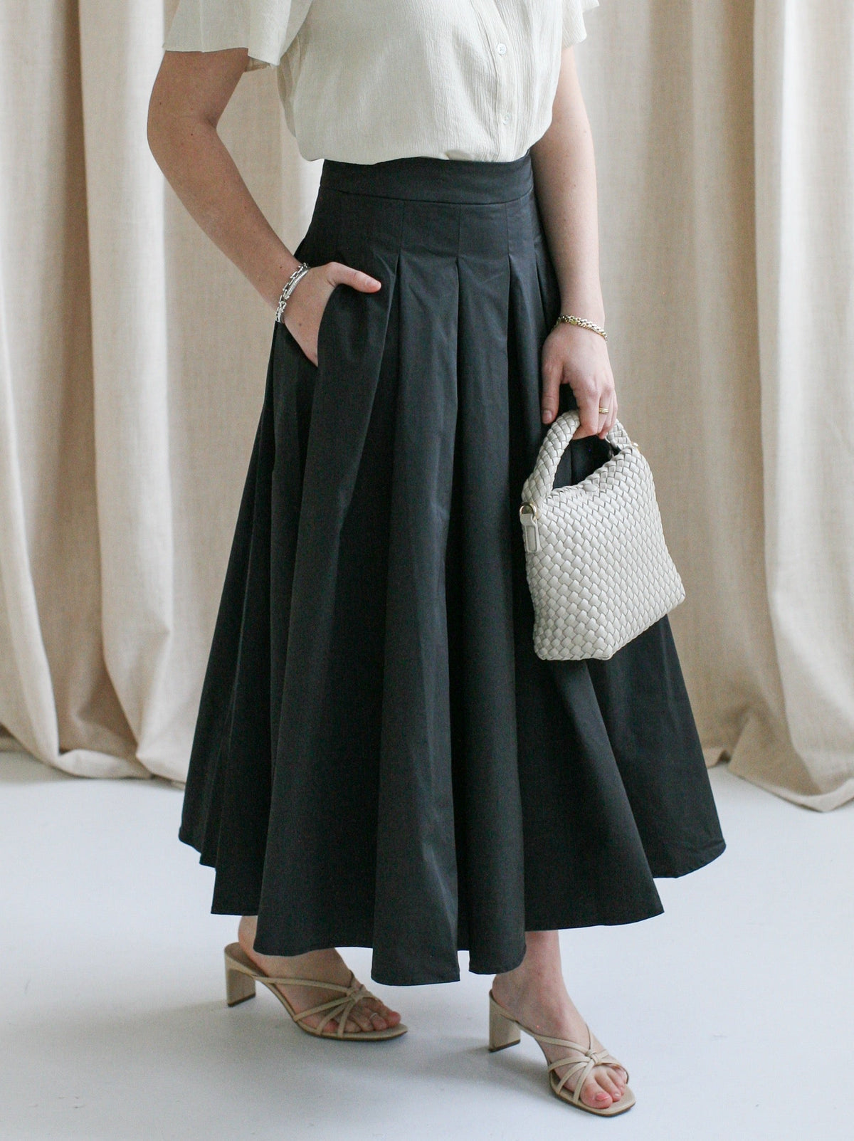 Sienna Black Midi Skirt