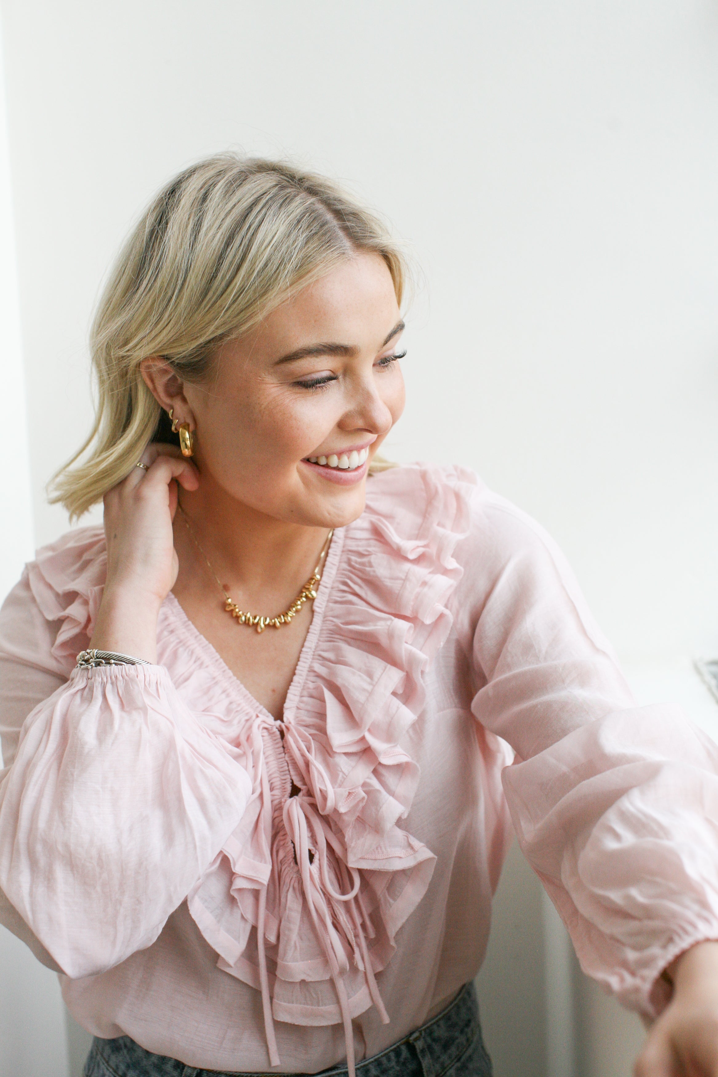 Rachelle Ruffle Blouse - Pink