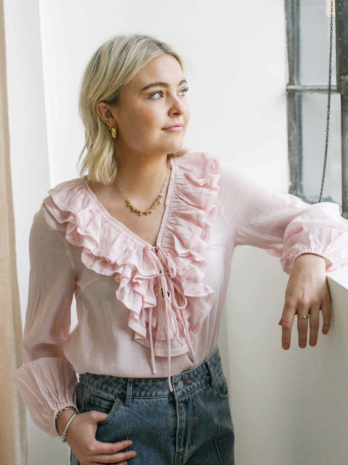 Rachelle Ruffle Blouse - Pink