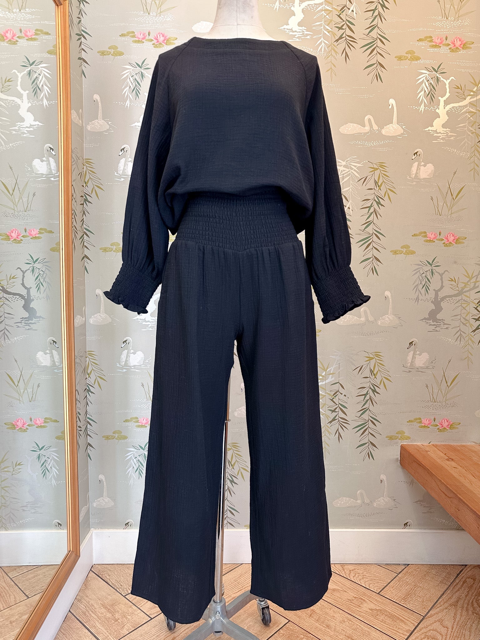 Zoe Peasant Blouse- Black