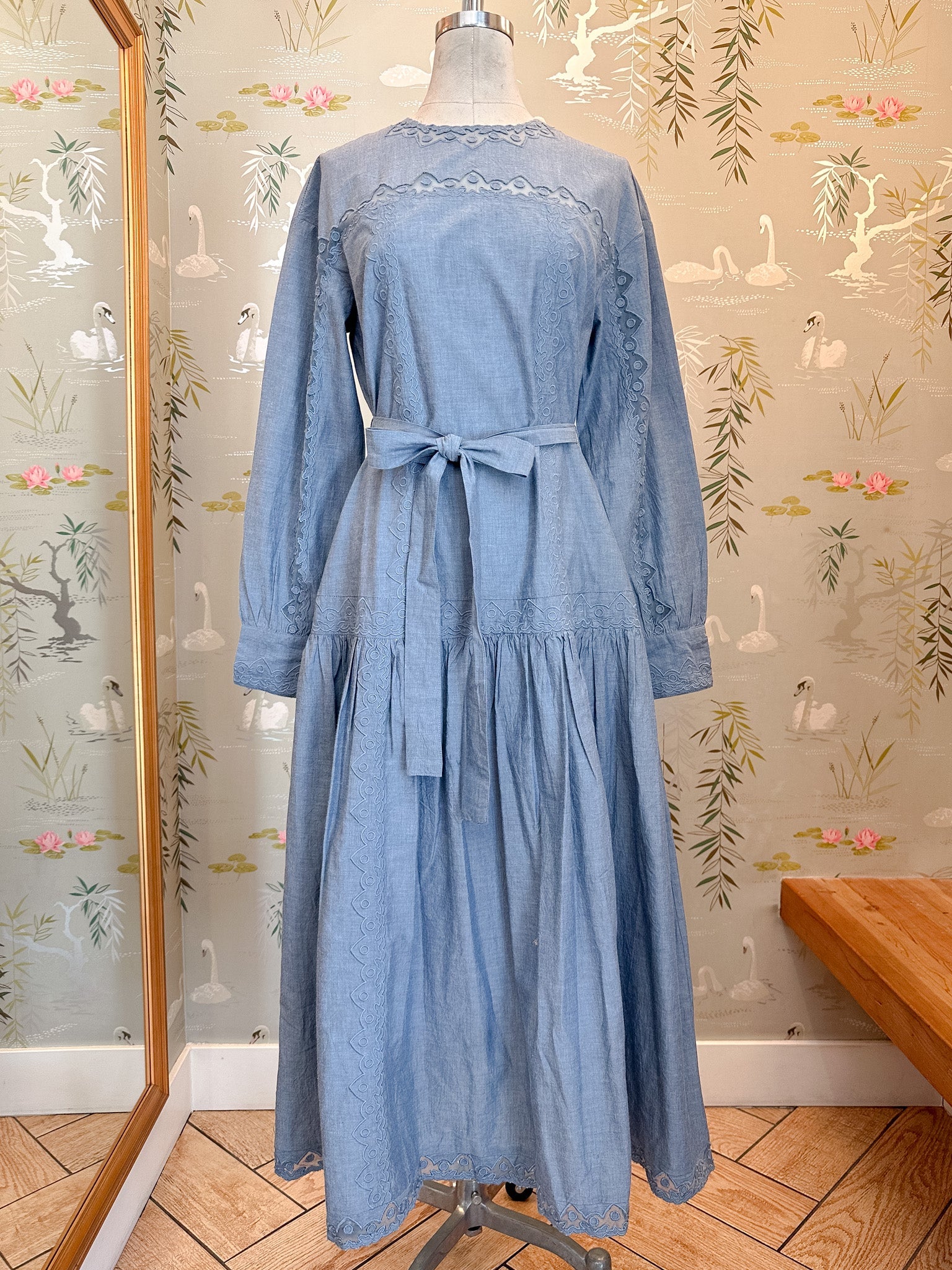 Ulla Johnson Brin Drop Waist Long Sleeve Dress - Chambray