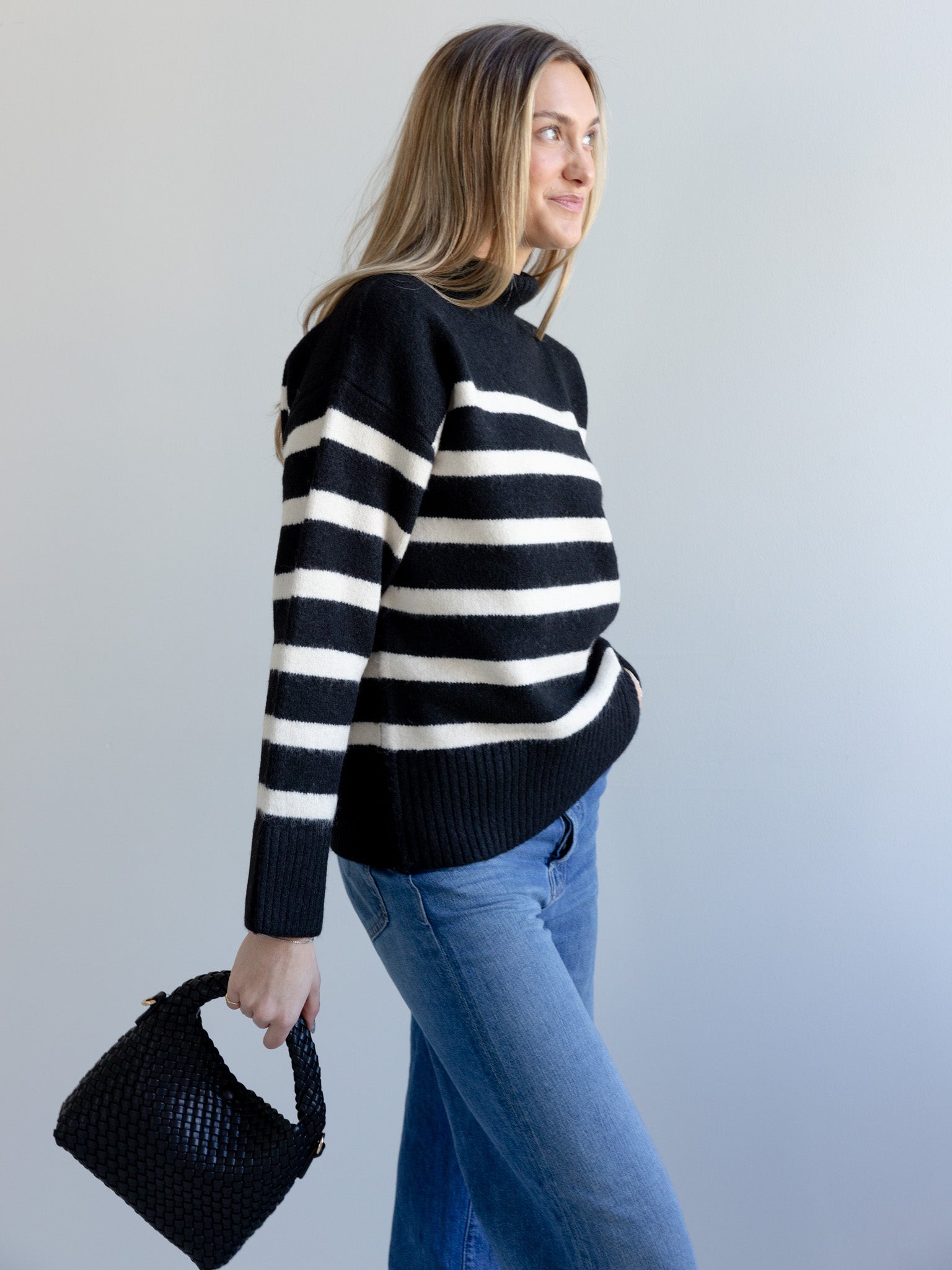 Stripe Turtle Neck Sweater