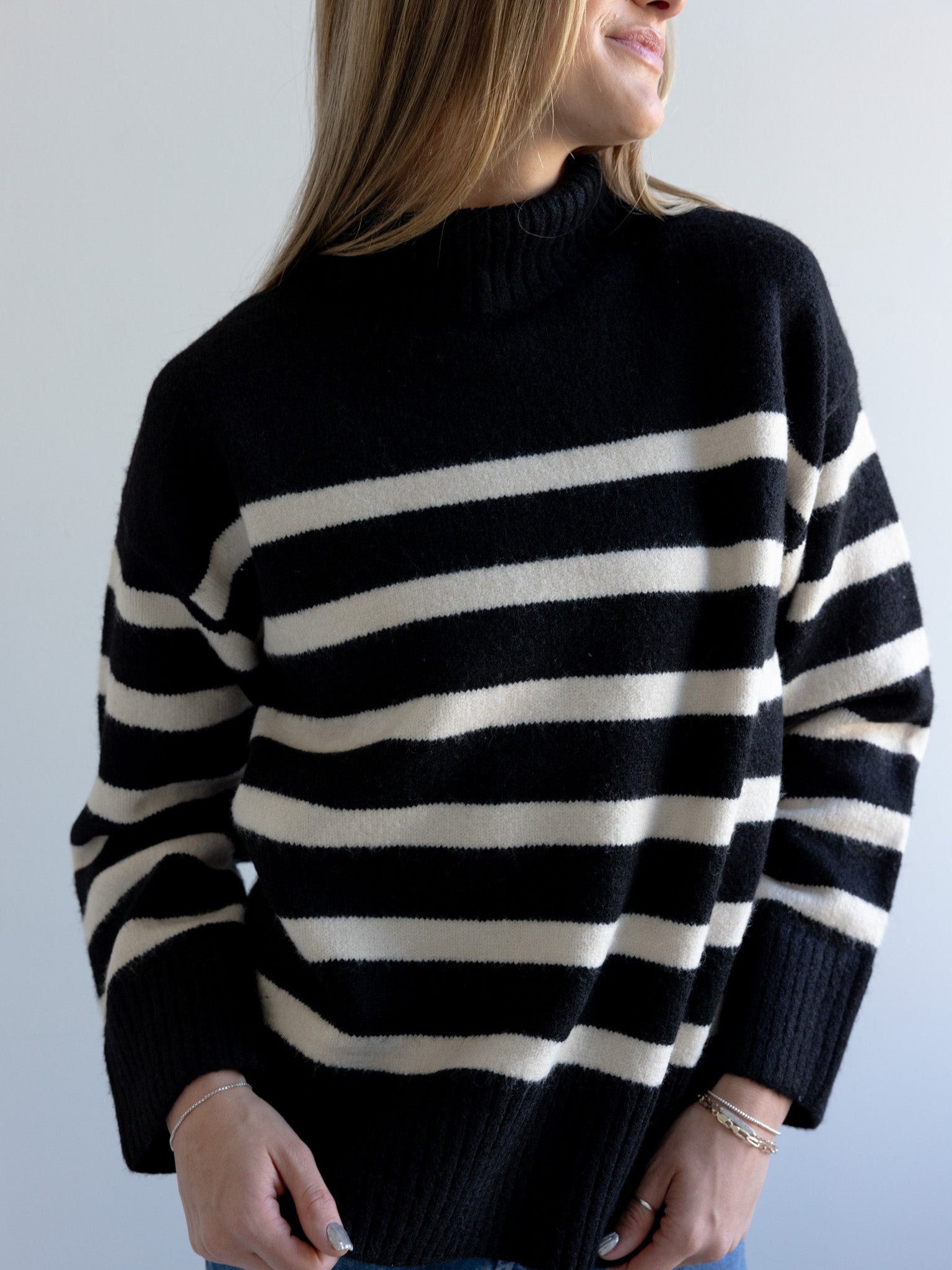 Stripe Turtle Neck Sweater