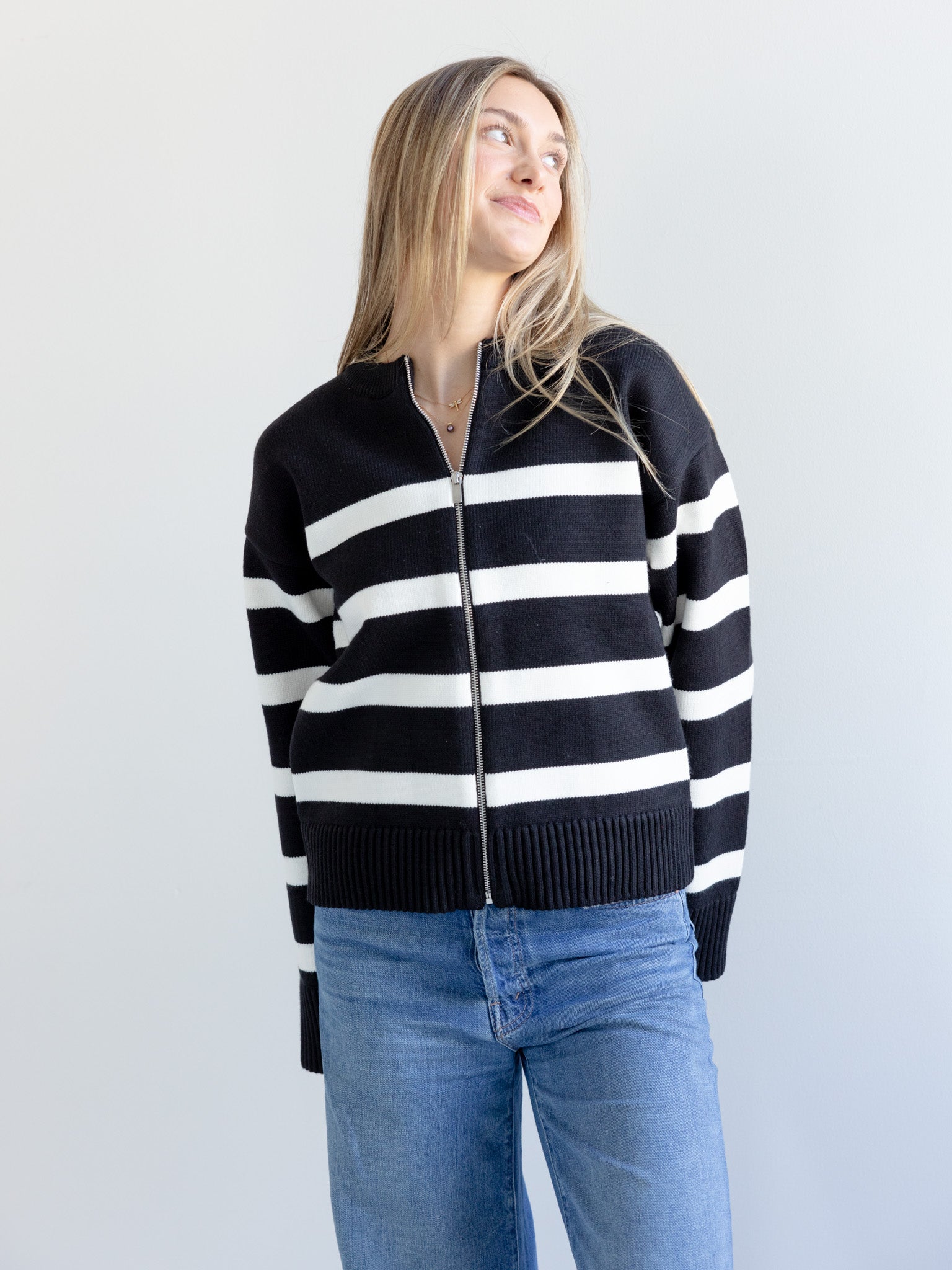 Stripe Zip Sweater