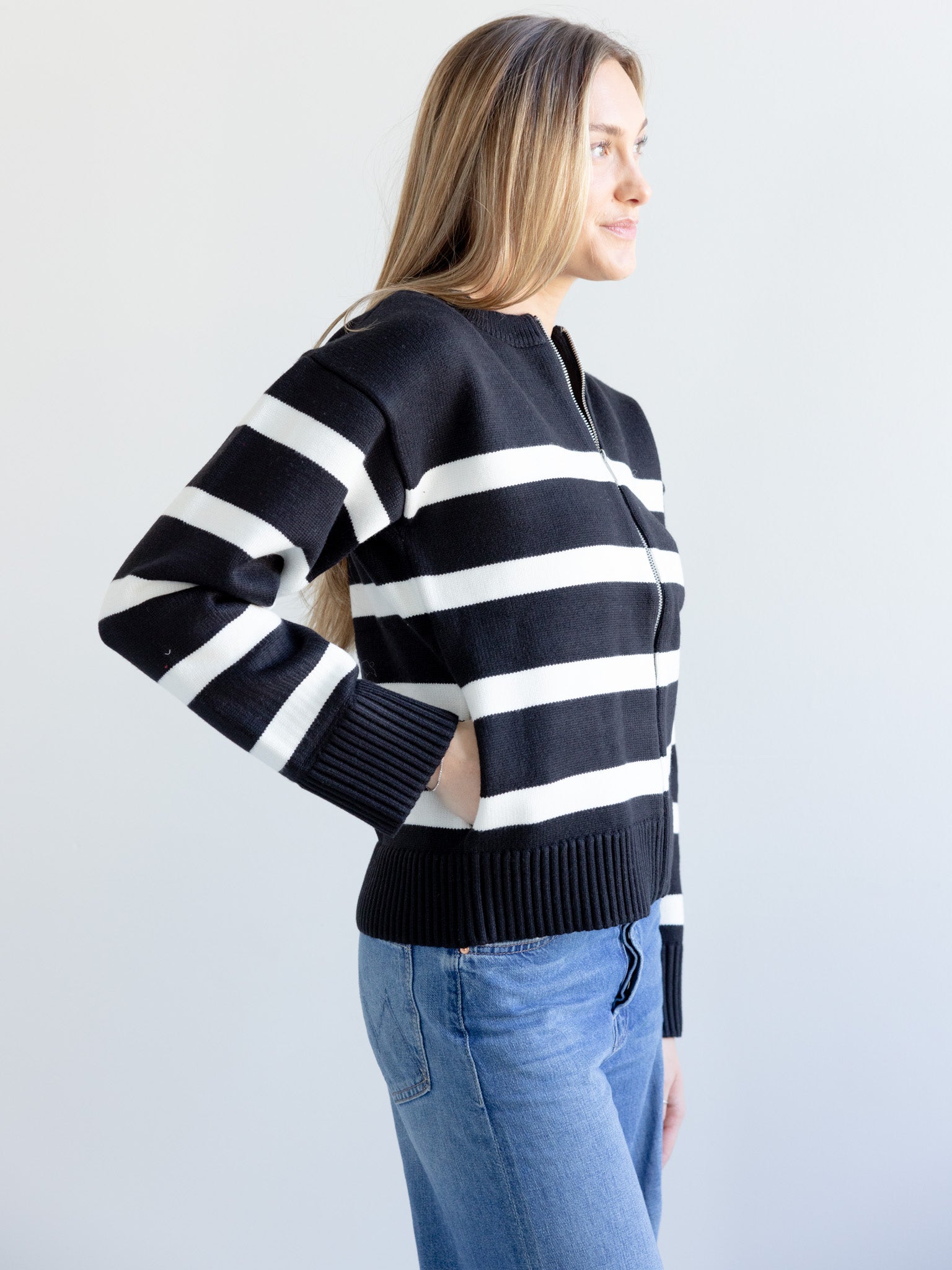 Stripe Zip Sweater