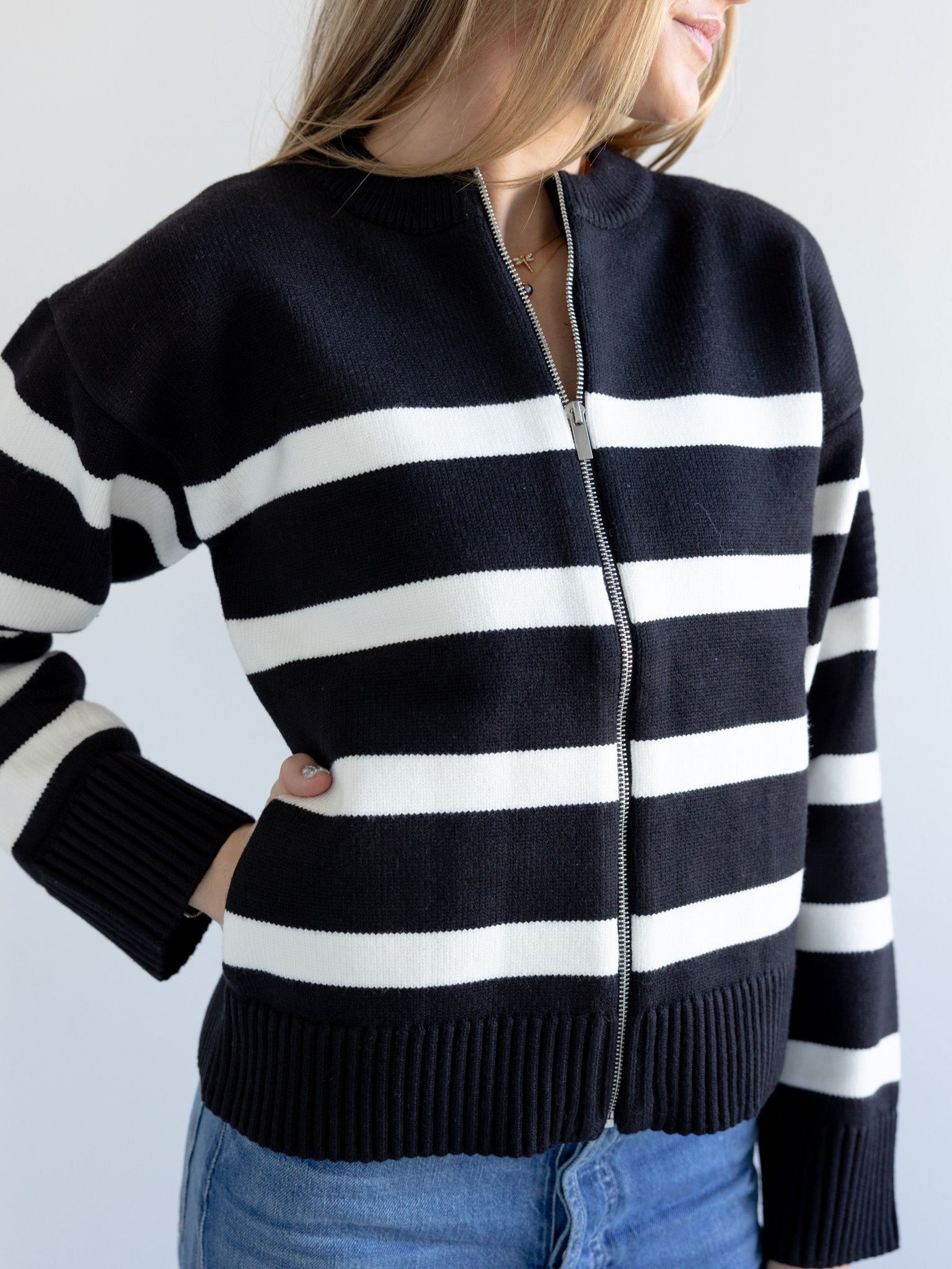 Stripe Zip Sweater
