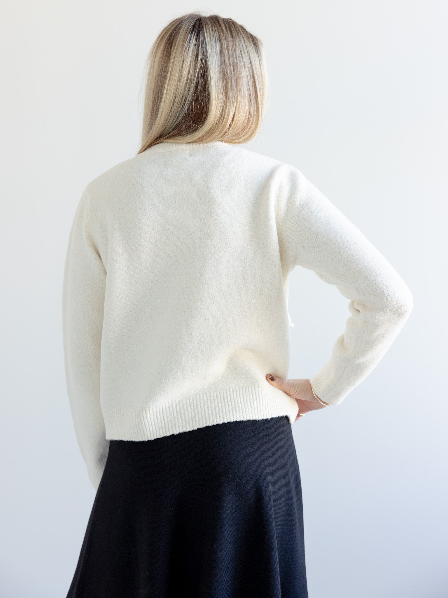 Annie Bow Cardigan Ivory