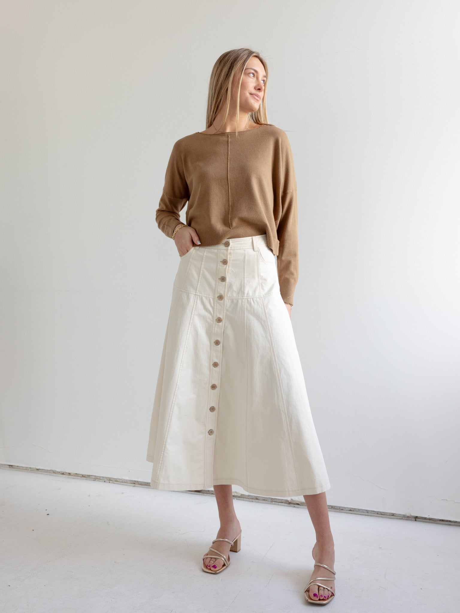 Taupe Midi Skirt