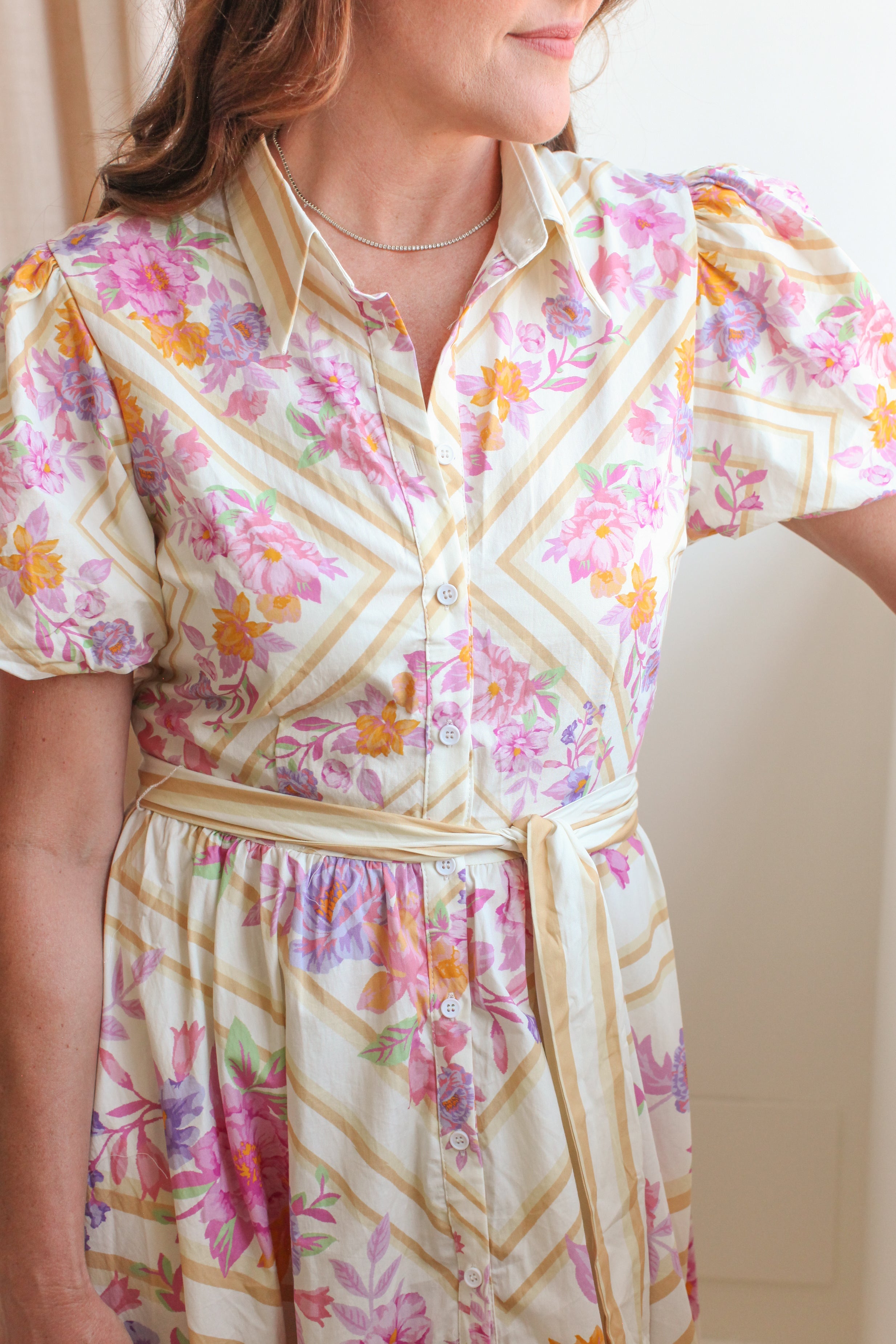 Lennon Pink Floral Midi Dress