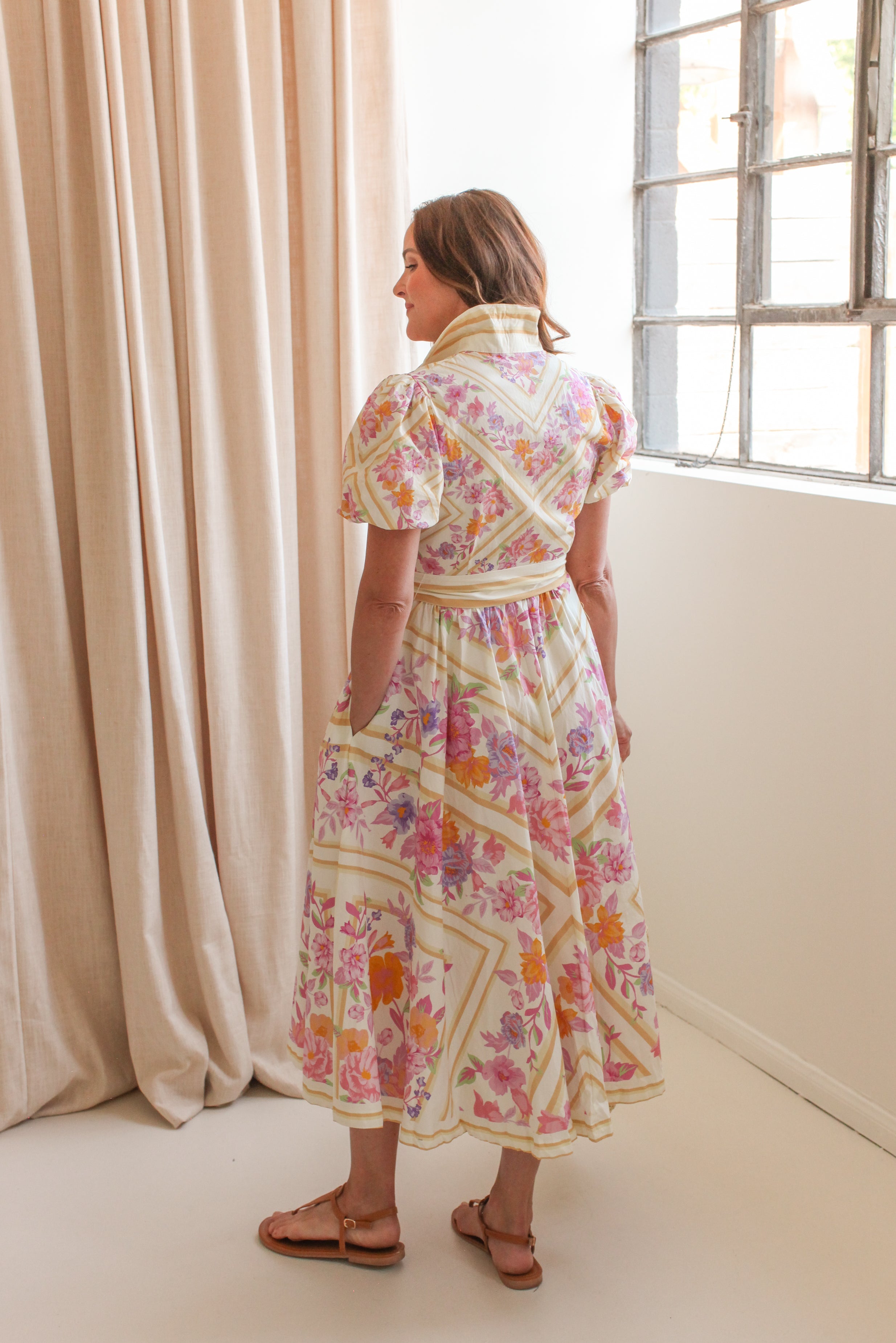 Lennon Pink Floral Midi Dress