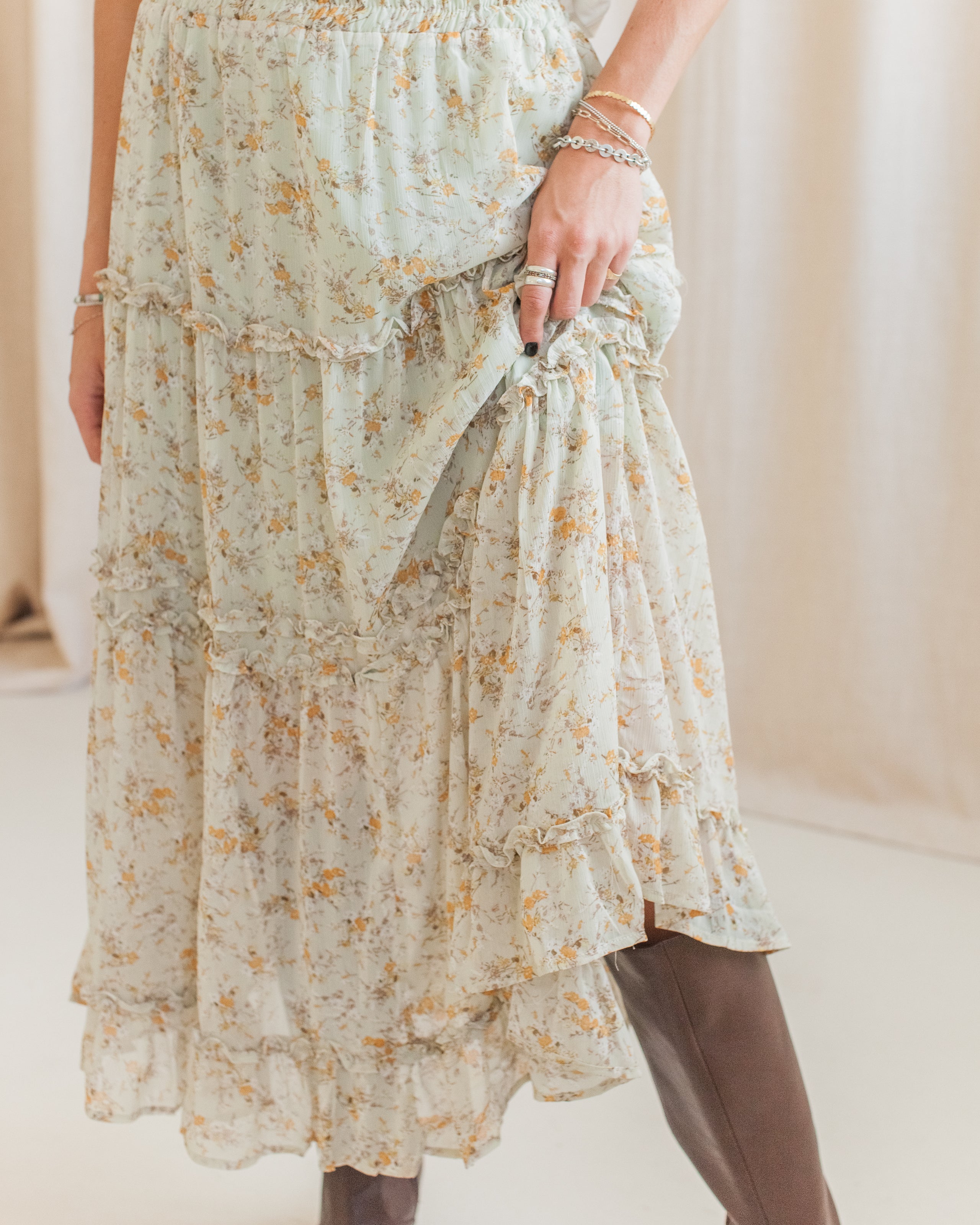 Addie Tiered Midi Skirt