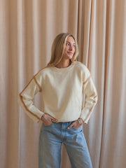 Joe Contrast Sweater- Cream