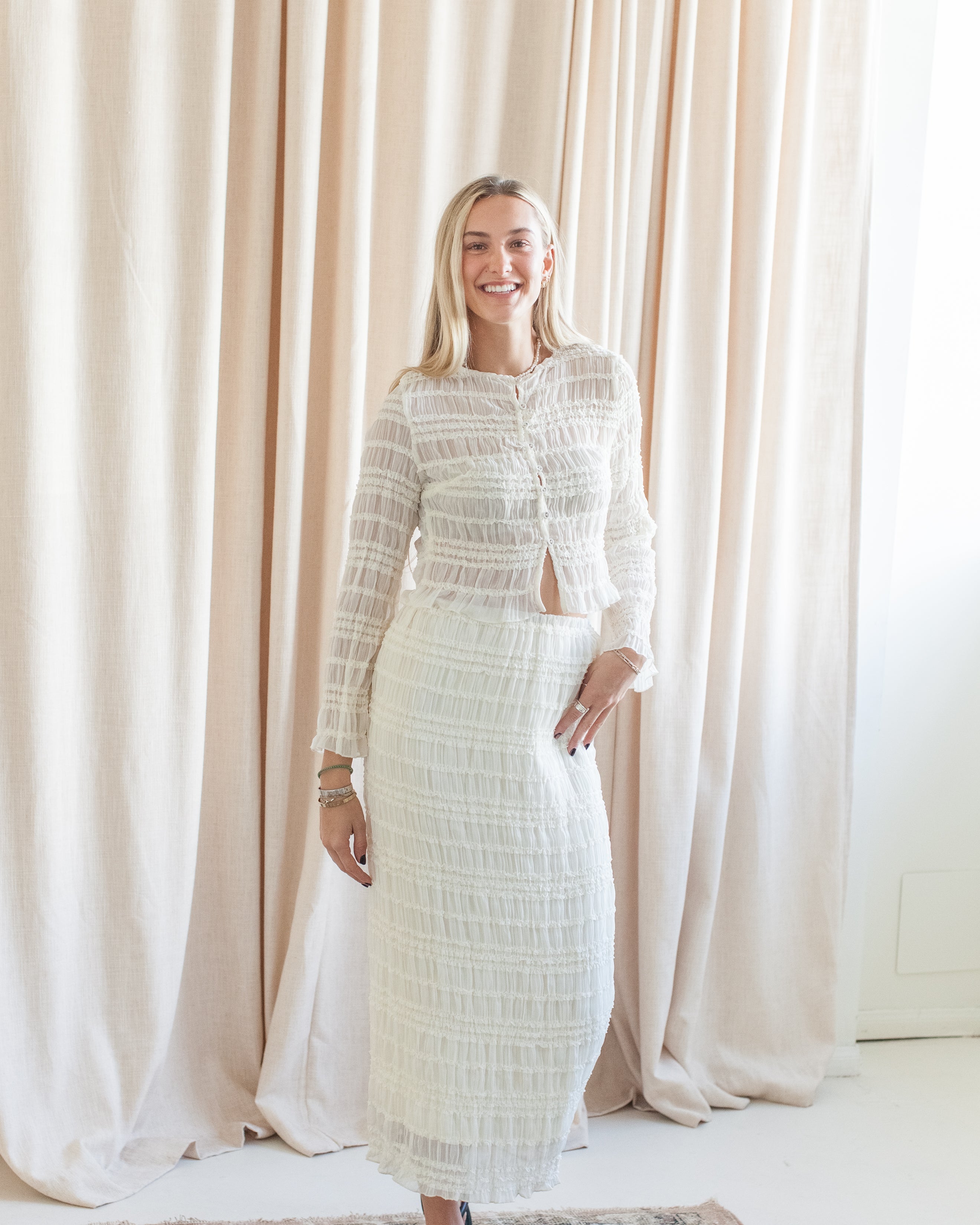 Kennedy Smocked Blouse - Cream