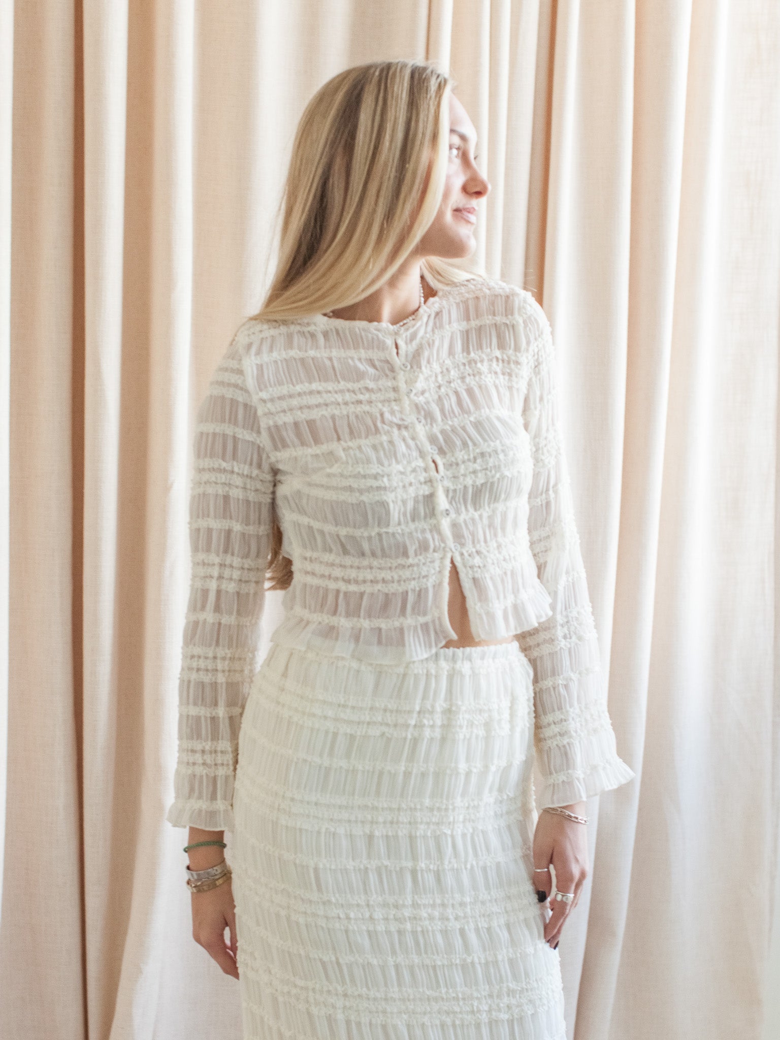 Kennedy Smocked Blouse - Cream