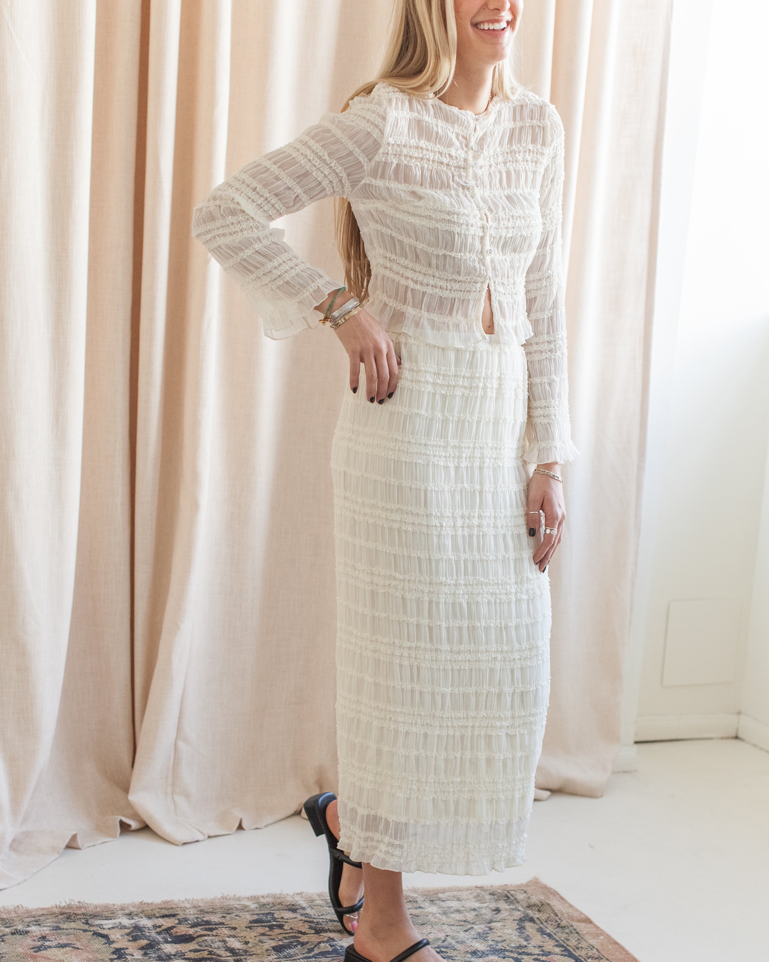 Kennedy Smocked Skirt - Cream