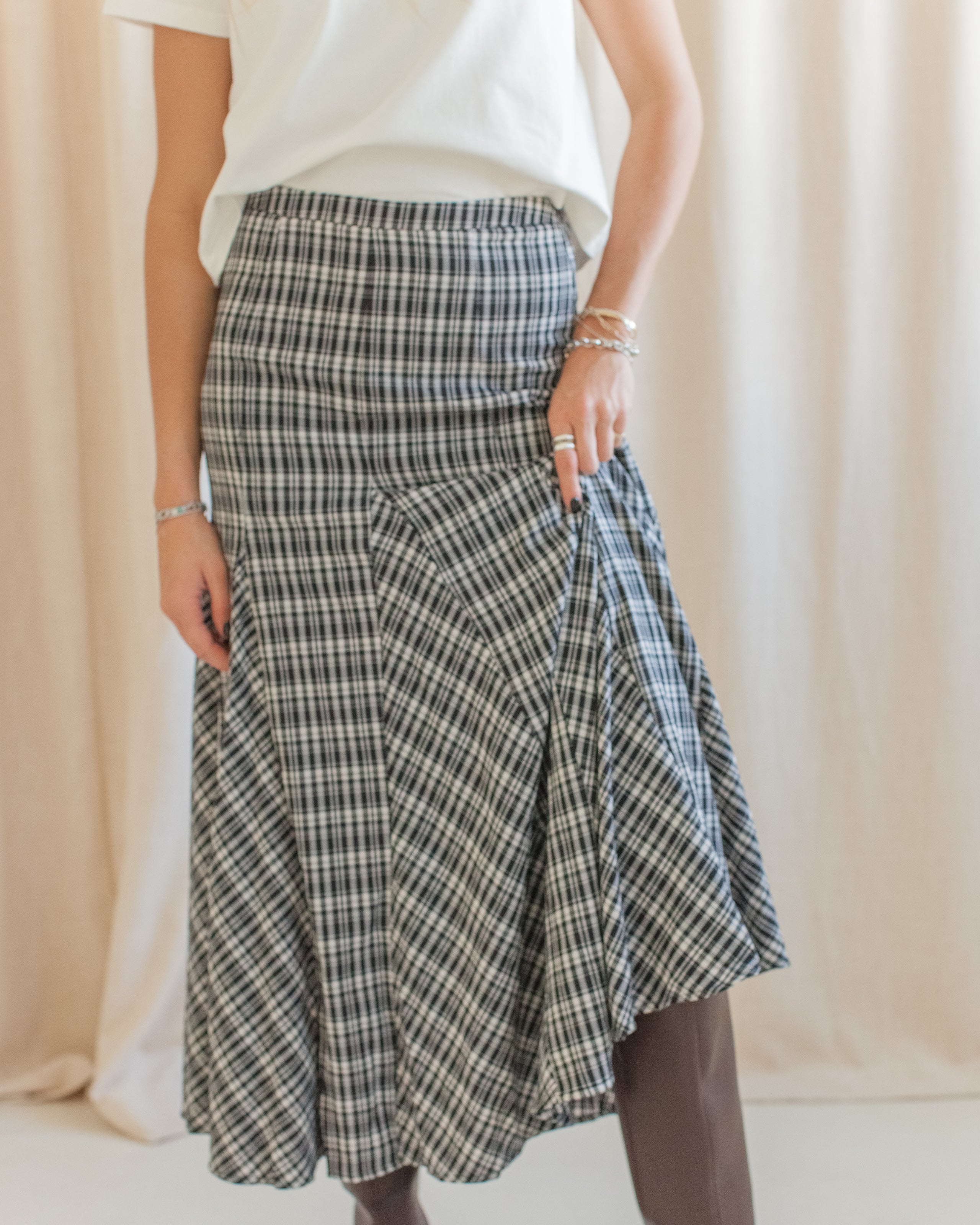 Simone Plaid Midi Skirt
