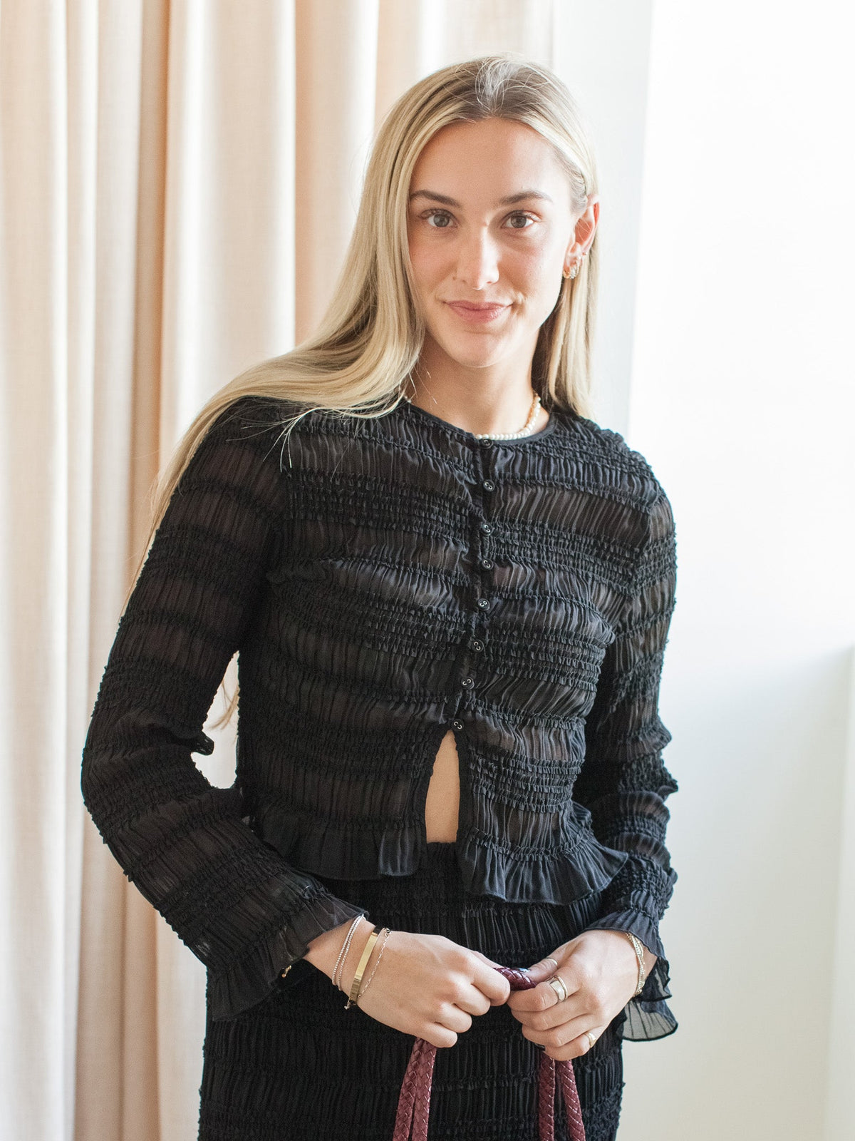 Kennedy Smocked Blouse - Black