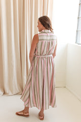 Brynlee Pink Stripe Midi Dress
