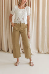 Allie Barrel Leg Pants- Khaki