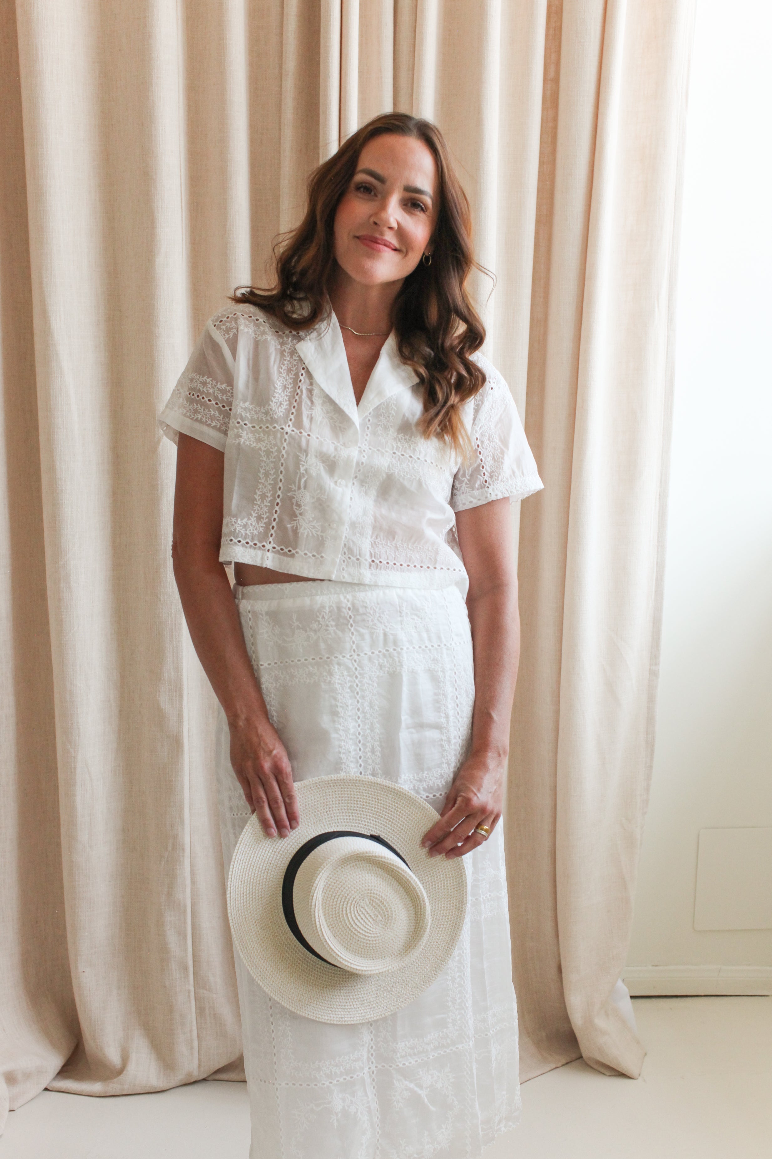 Carina Eyelet Midi Skirt