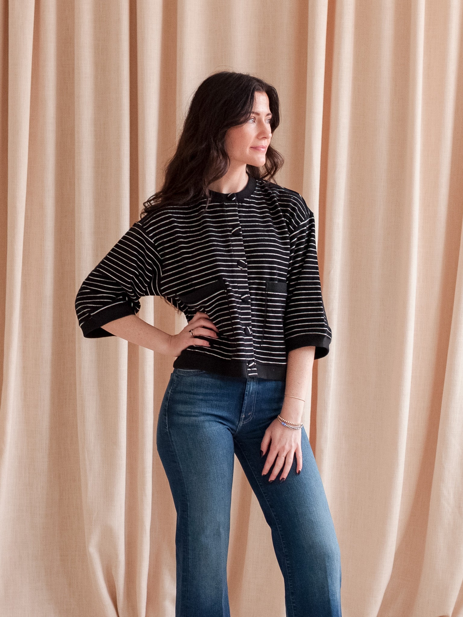 Mia Striped Terry Cardigan