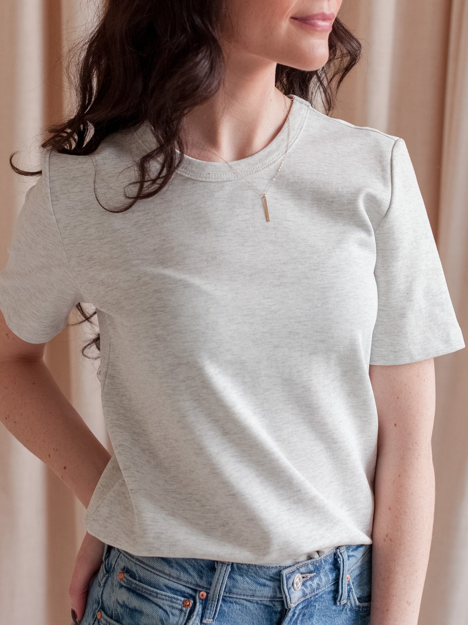 Beckett Boyfriend Tee- Marled Gray