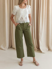 Allie Barrel Leg Pants- Olive