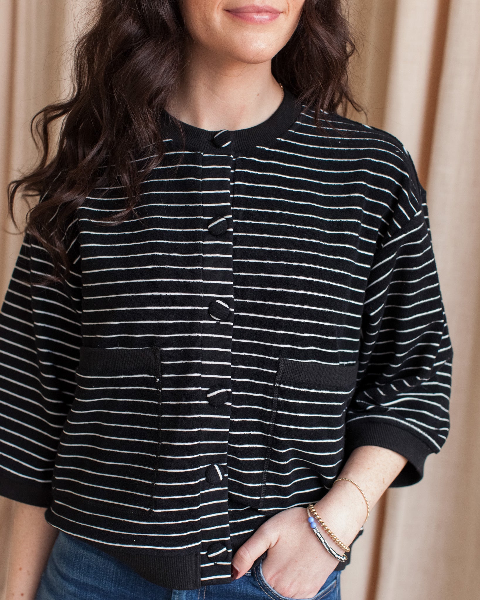 Mia Striped Terry Cardigan