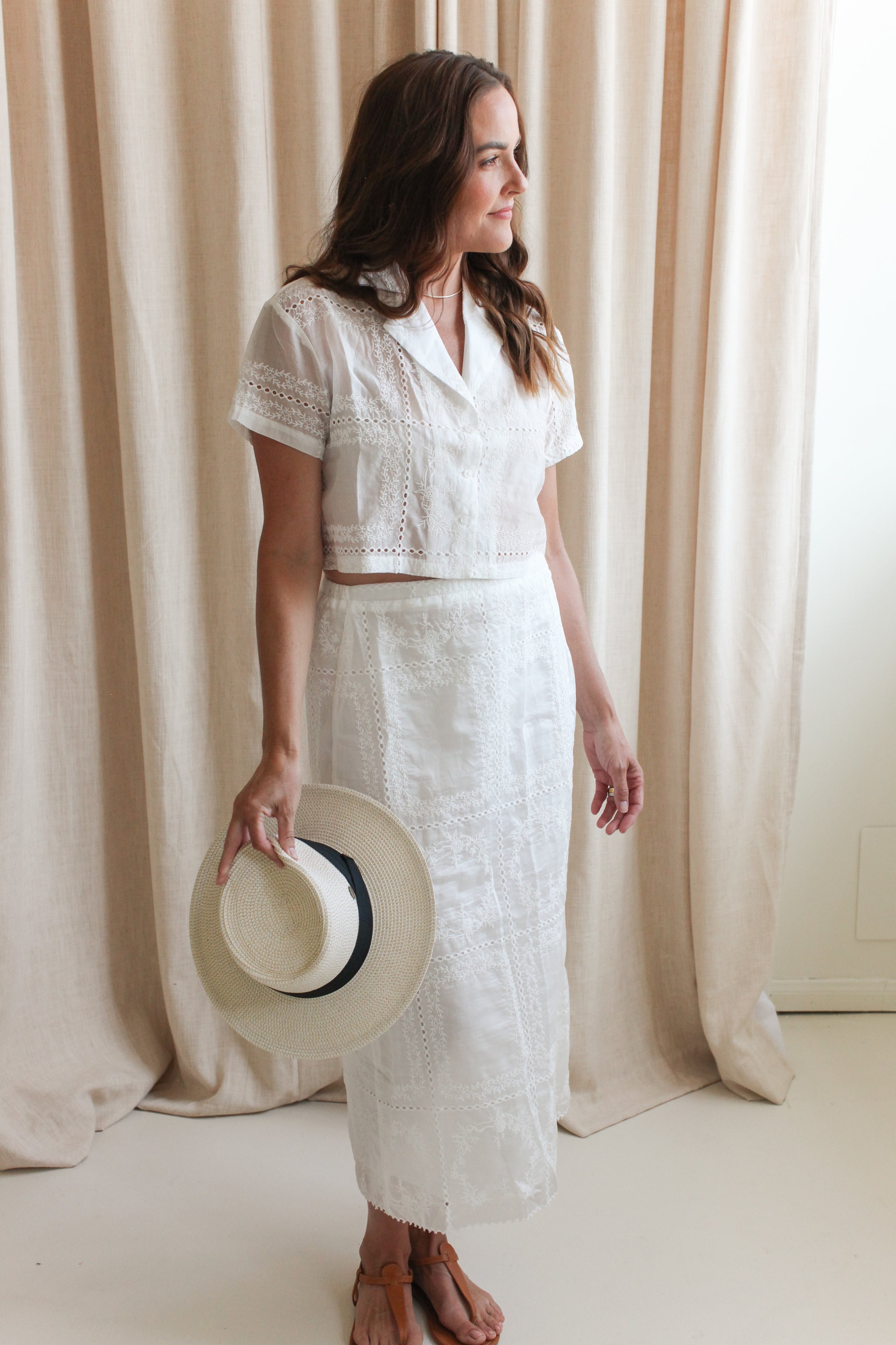 Carina Eyelet Midi Skirt