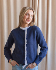 Addie Ruffle Knit Cardigan - Navy
