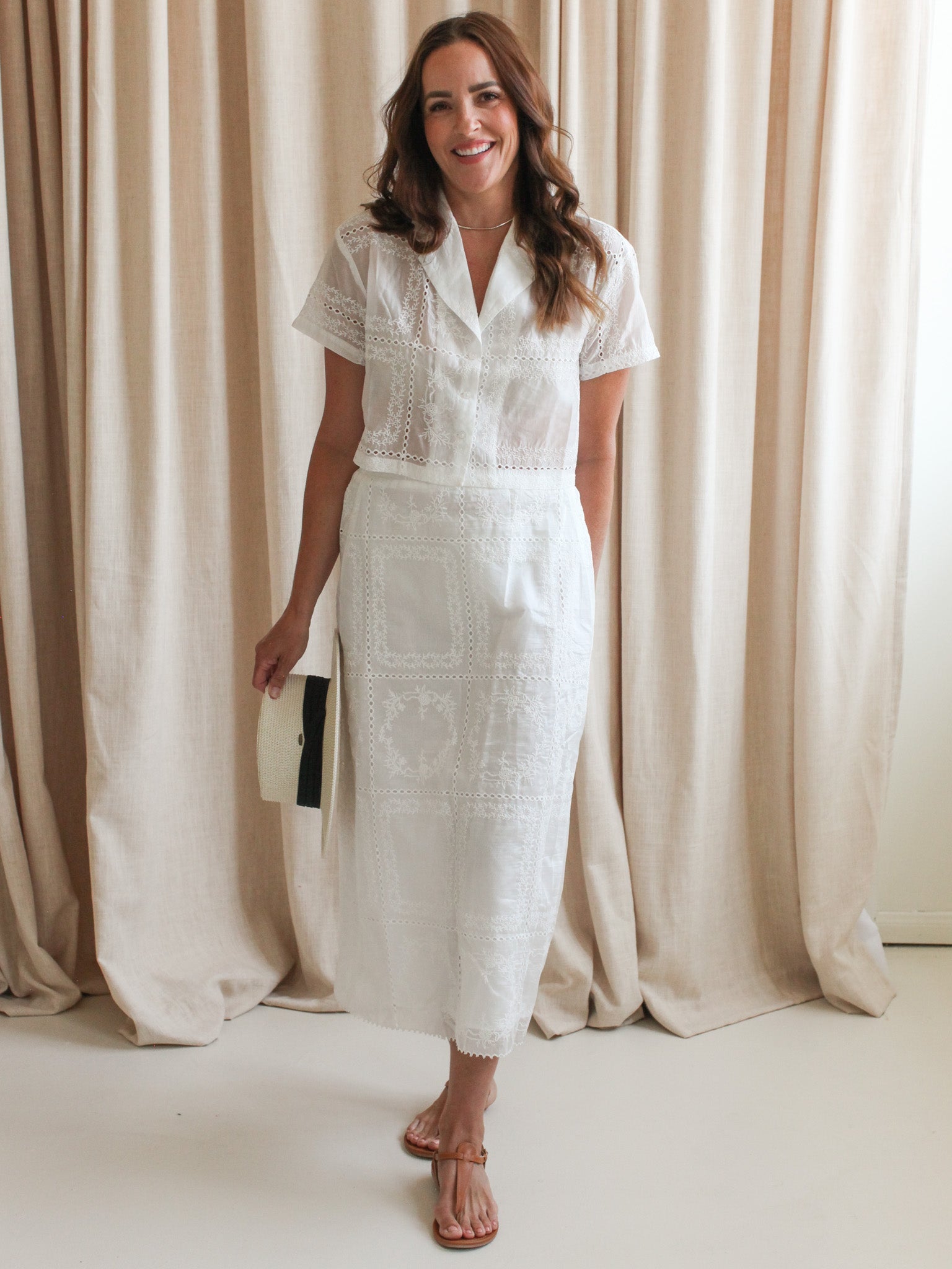 Carina Eyelet Midi Skirt