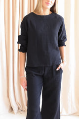 Zoe Smocked Pant- Black