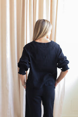 Zoe Peasant Blouse- Black