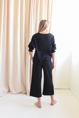 Zoe Smocked Pant- Black