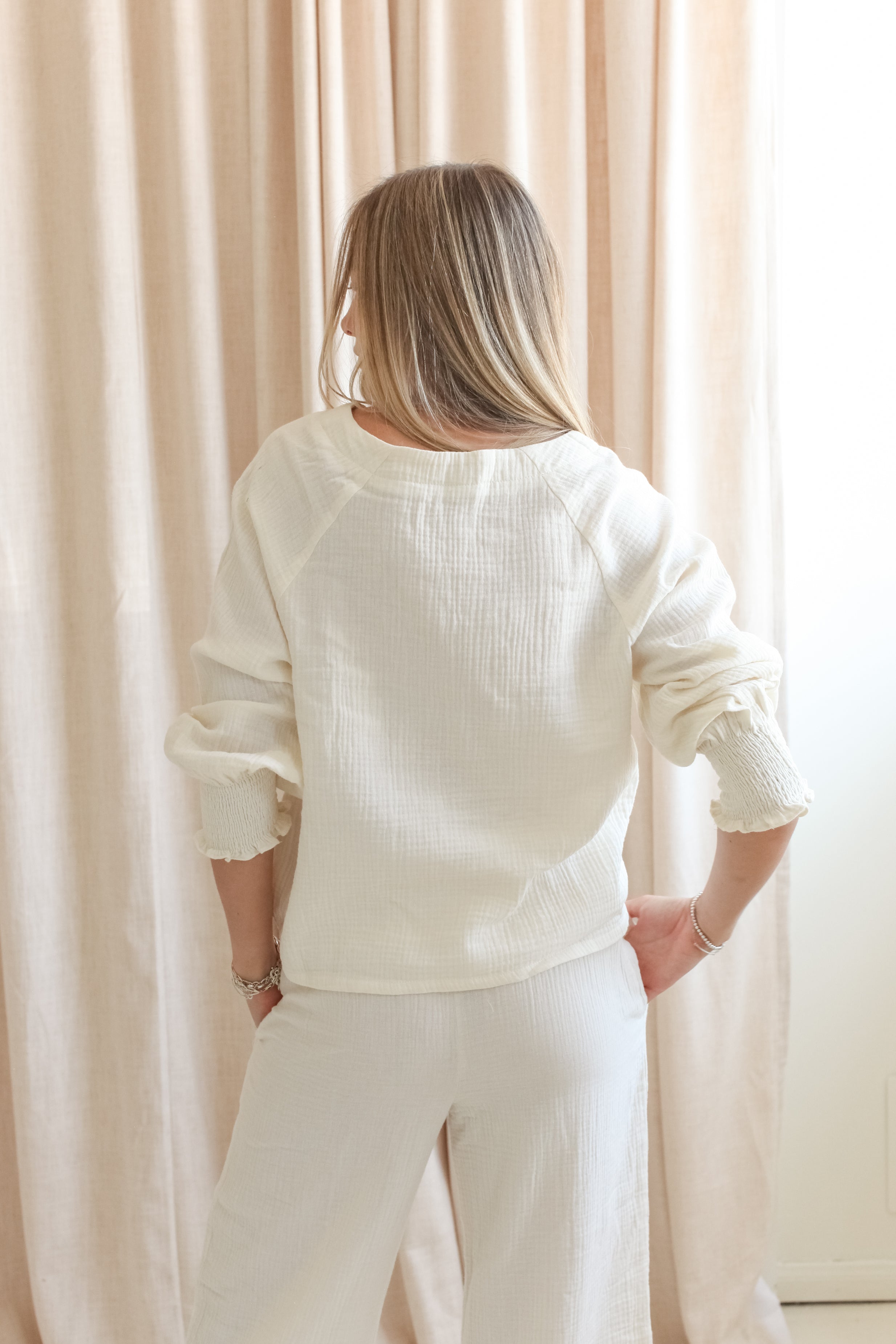 Zoe Peasant Blouse - Ivory