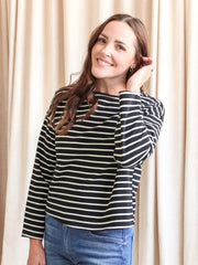 Shelly Stripe Top- White Stripe