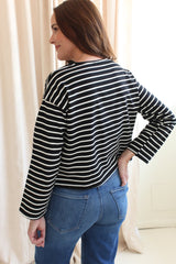 Shelly Stripe Top- White Stripe