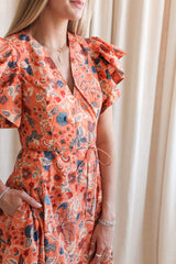 Ulla Johnson Darya Drop Waist Midi Dress - Coral Peony