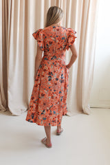 Ulla Johnson Darya Drop Waist Midi Dress - Coral Peony