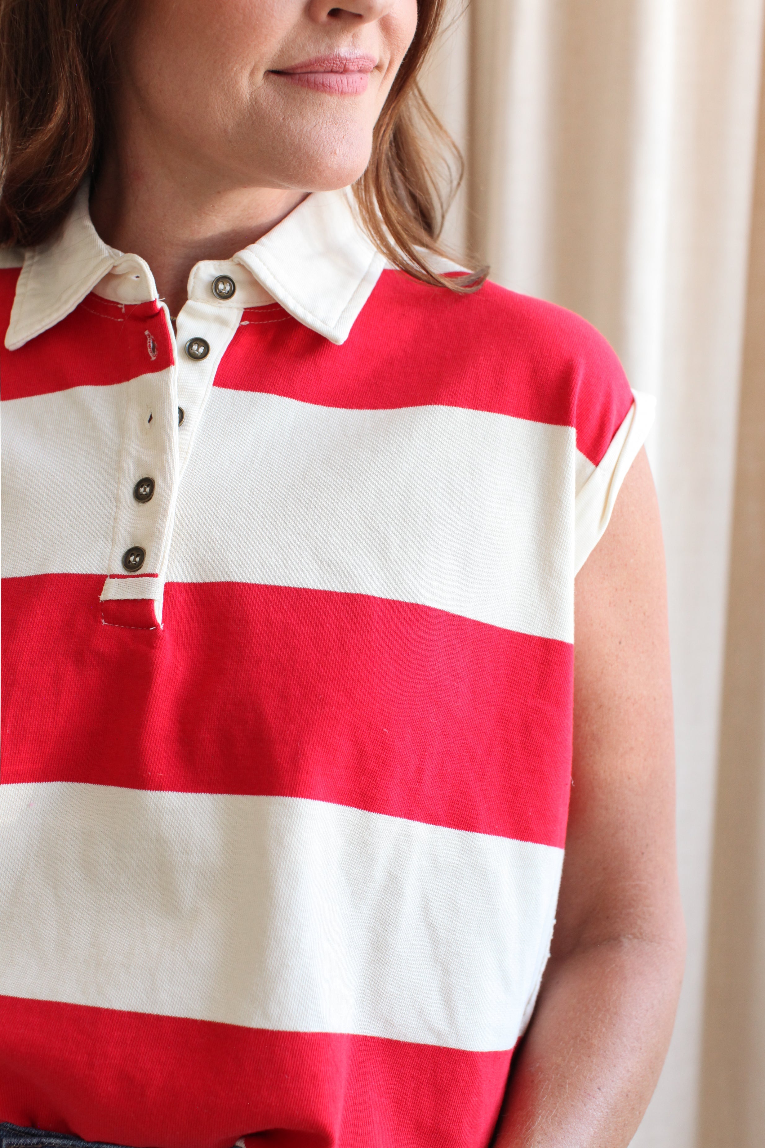 Avery Red Stripe Polo