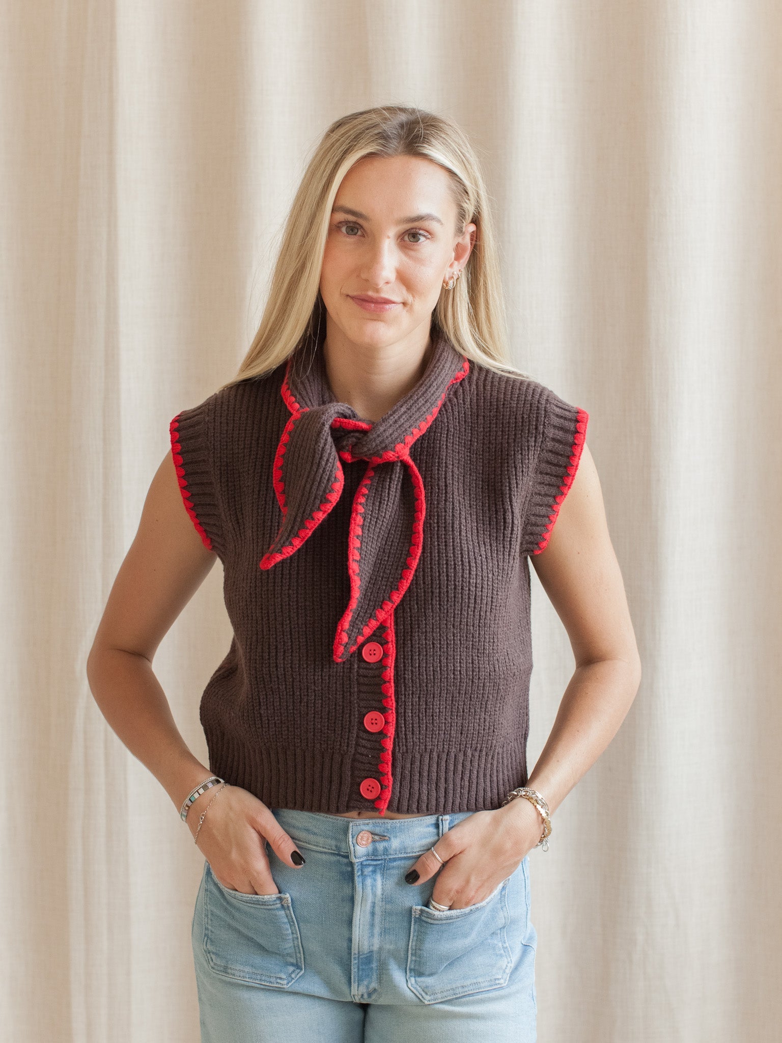 Sailor Sleeveless Knit - Brown