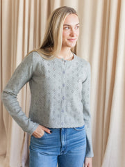 Mila Pointelle Cardigan- Grey