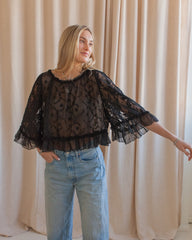 Lace Cape Blouse - Black