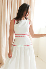 Adeline RicRac Midi Dress - Red