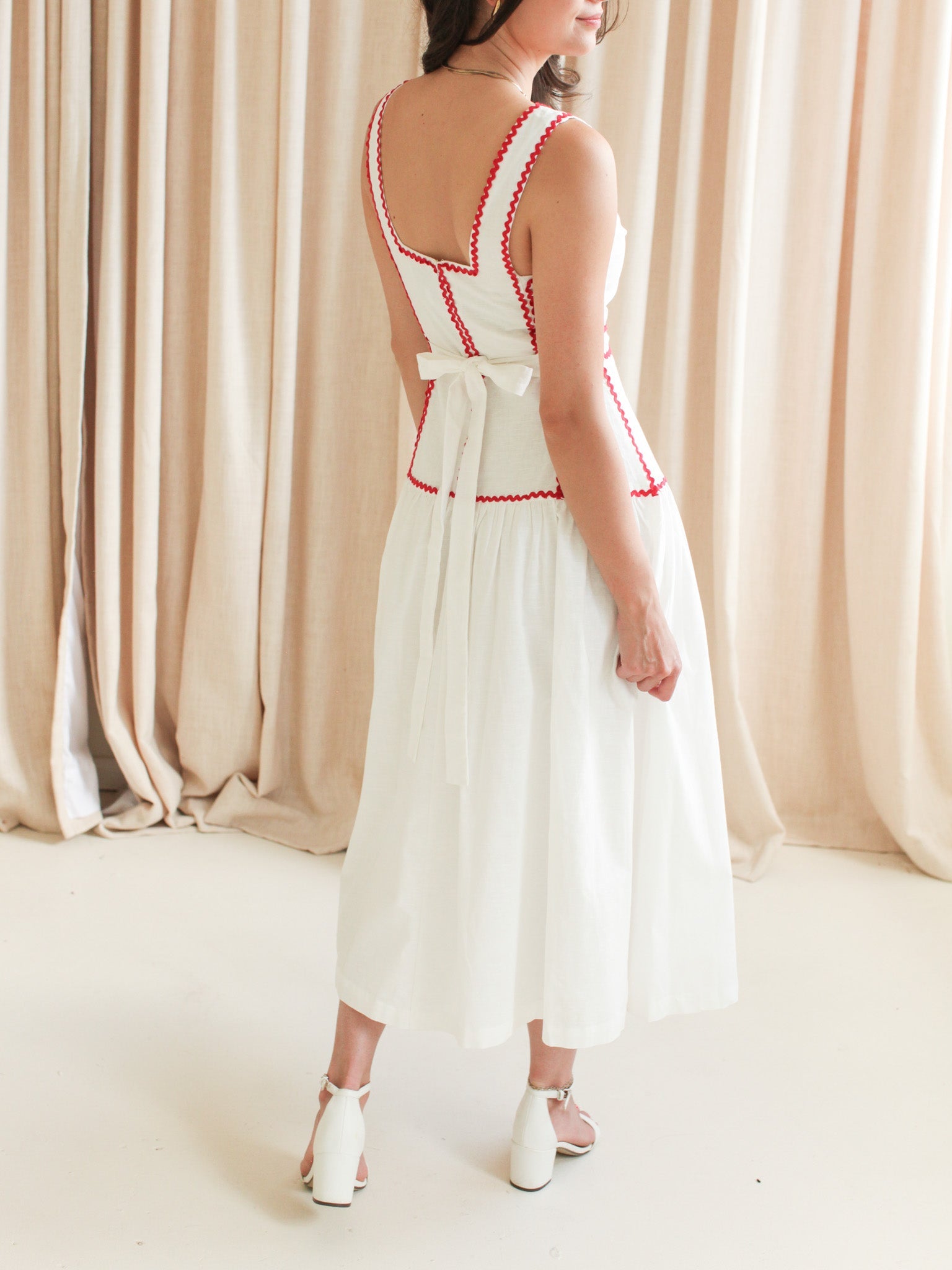 Adeline RicRac Midi Dress - Red