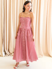 Emery Gingham Midi Dress - Red