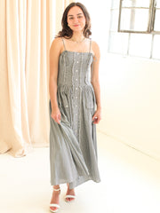 Emery Gingham Midi Dress - Navy